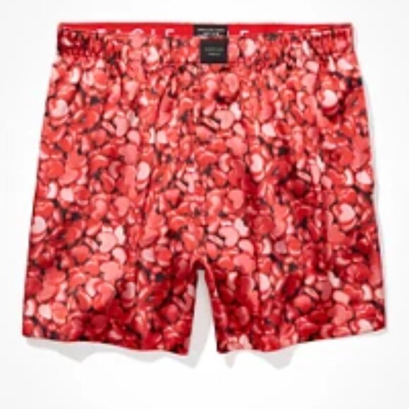 *NWT AEO Plastic Hearts Satin Pocket Boxer Short Red Plastic Hearts Pattern M - Picture 3 of 6
